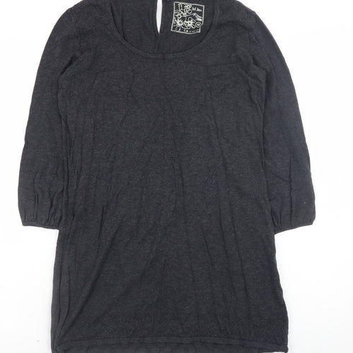 Fat Face Women's Black Cotton 3/4 Sleeve Pullover Jumper Size 10