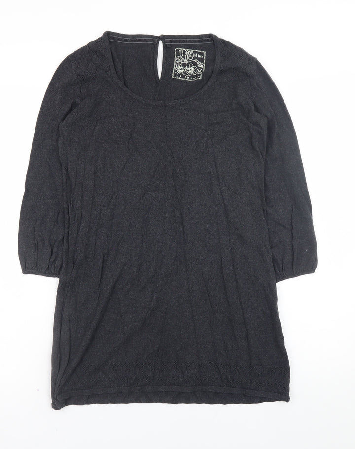 Fat Face Women's Black Cotton 3/4 Sleeve Pullover Jumper Size 10