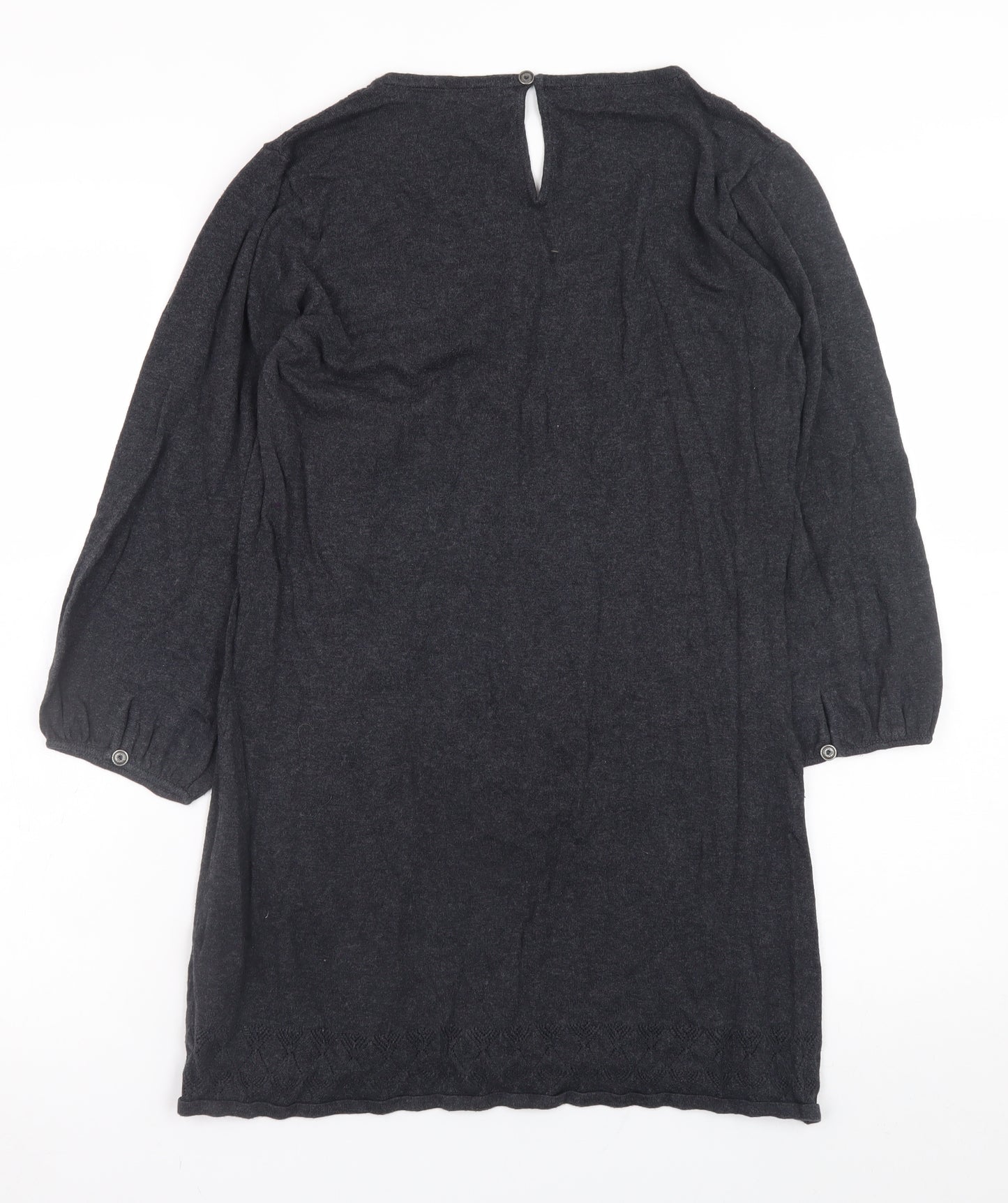Fat Face Women's Black Cotton 3/4 Sleeve Pullover Jumper Size 10
