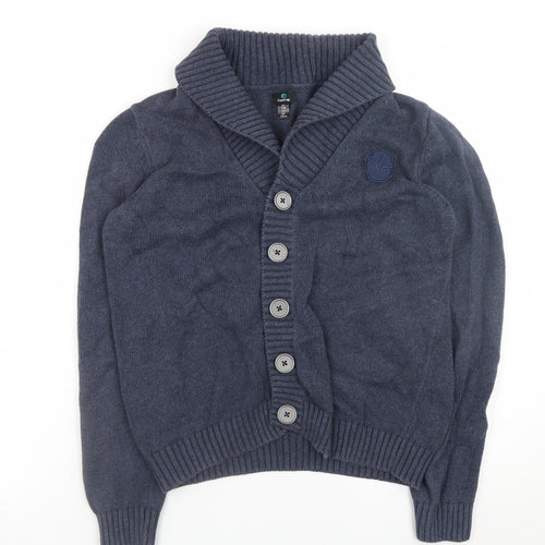 Firetrap Boys Blue Cotton Shawl Collar Button-Up Cardigan 13 Years