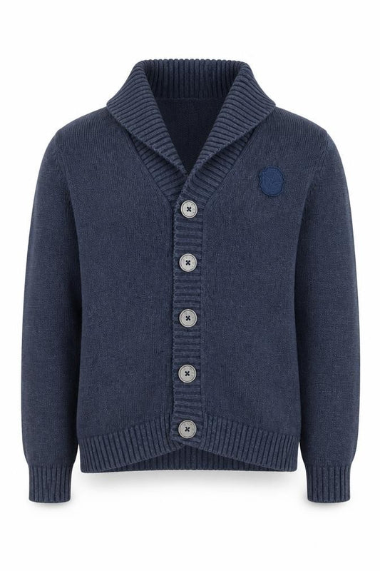 Firetrap Boys Blue Cotton Shawl Collar Button-Up Cardigan 13 Years