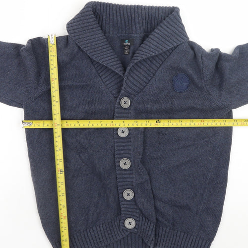 Firetrap Boys Blue Cotton Shawl Collar Button-Up Cardigan 13 Years