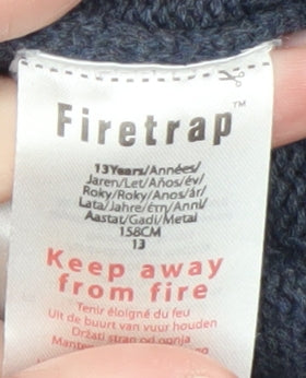 Firetrap Boys Blue Cotton Shawl Collar Button-Up Cardigan 13 Years