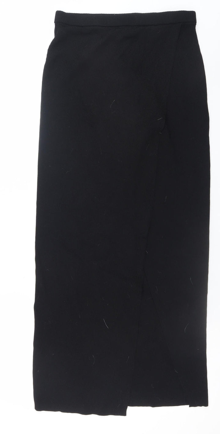 Monki Women’s Black Knit Wrap Midi Skirt Size S