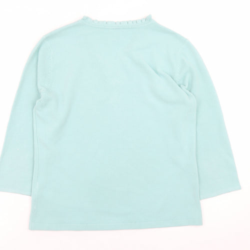 Eastex Women Blue V-Neck 3/4 Sleeve Acrylic Knit Jumper Size 12