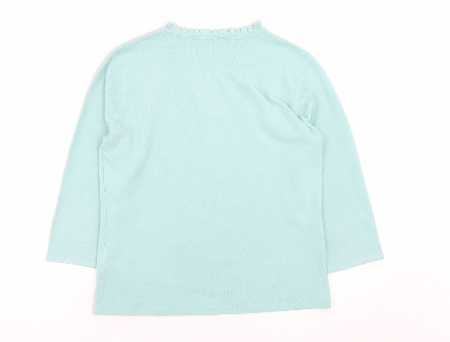 Eastex Women Blue V-Neck 3/4 Sleeve Acrylic Knit Jumper Size 12