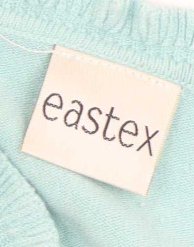 Eastex Women Blue V-Neck 3/4 Sleeve Acrylic Knit Jumper Size 12