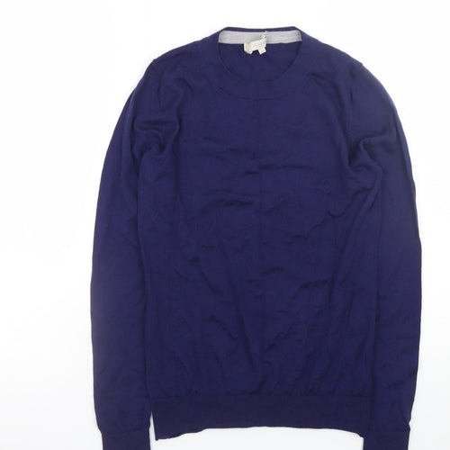 Hobbs Men's Blue Merino Wool Crew Neck Jumper Size Small