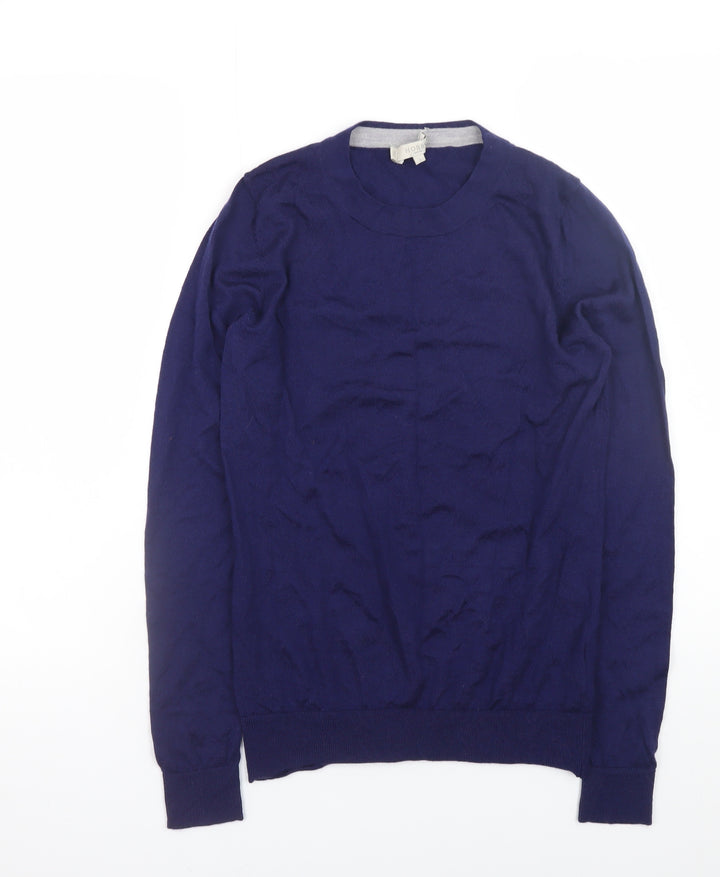 Hobbs Men's Blue Merino Wool Crew Neck Jumper Size Small