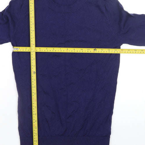 Hobbs Men's Blue Merino Wool Crew Neck Jumper Size Small