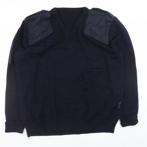 Alexandra Men's Navy Blue XL Wool Blend V-Neck Workwear Jumper