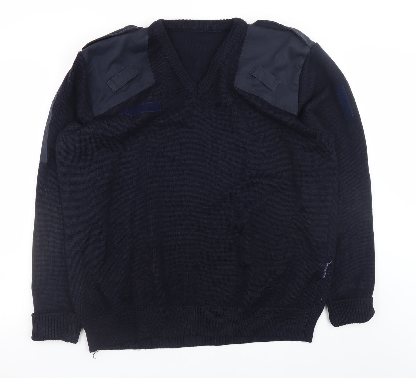 Alexandra Men's Navy Blue XL Wool Blend V-Neck Workwear Jumper