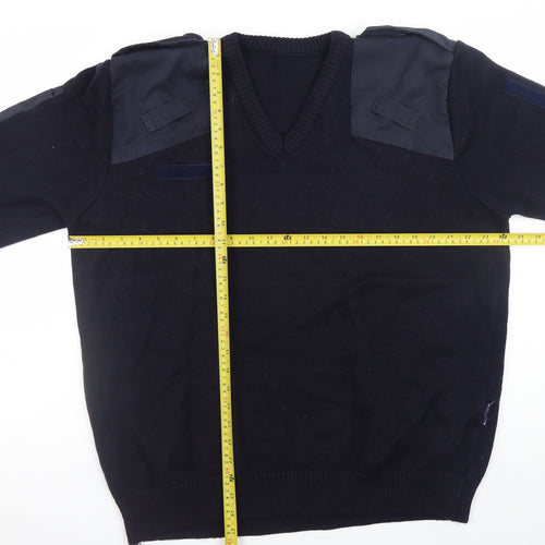Alexandra Men's Navy Blue XL Wool Blend V-Neck Workwear Jumper