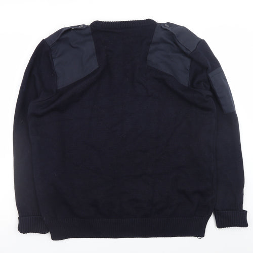 Alexandra Men's Navy Blue XL Wool Blend V-Neck Workwear Jumper