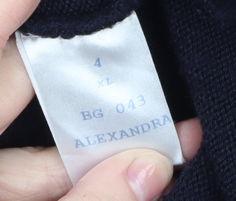 Alexandra Men's Navy Blue XL Wool Blend V-Neck Workwear Jumper