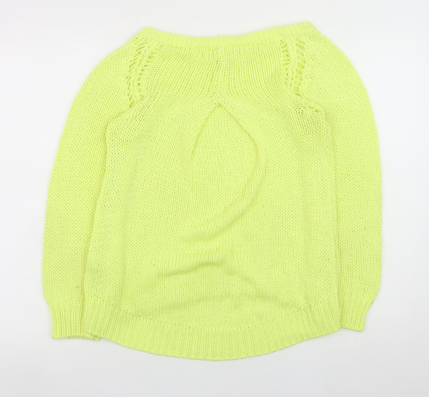 Zara Women’s Yellow Chunky Knit Boat Neck Pullover Jumper Size L