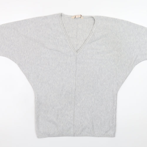Mauvette Women’s Grey V-Neck Dolman Sleeve Pullover Jumper Size 8