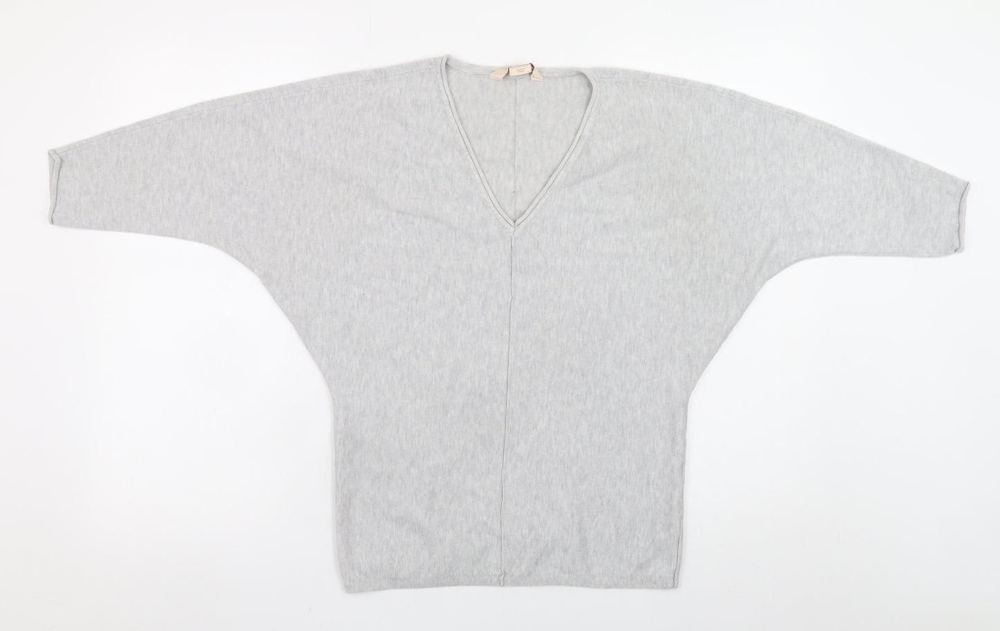 Mauvette Women’s Grey V-Neck Dolman Sleeve Pullover Jumper Size 8