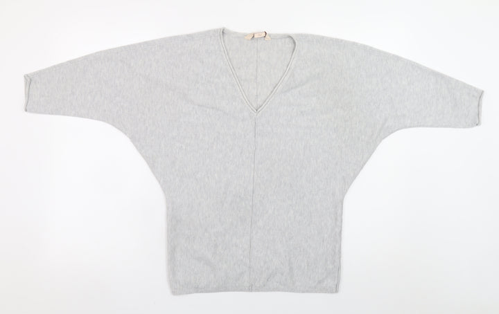 Mauvette Women’s Grey V-Neck Dolman Sleeve Pullover Jumper Size 8