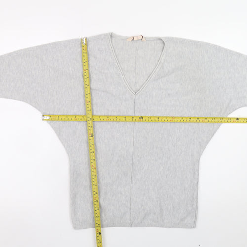 Mauvette Women’s Grey V-Neck Dolman Sleeve Pullover Jumper Size 8