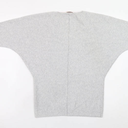 Mauvette Women’s Grey V-Neck Dolman Sleeve Pullover Jumper Size 8