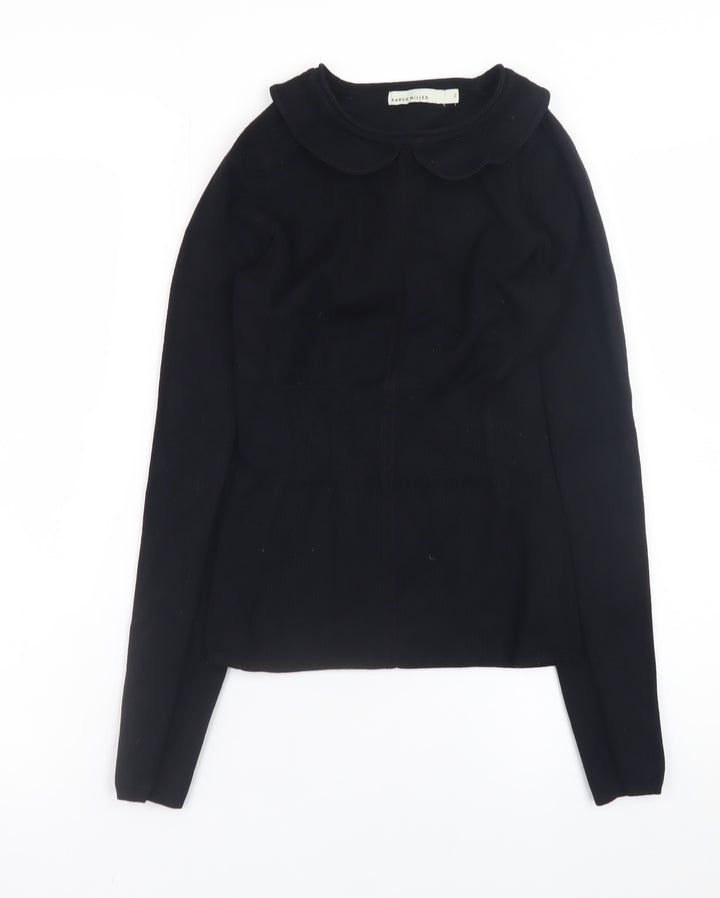 Karen Millen Women's Black Peter Pan Collar Pullover Jumper Size 10