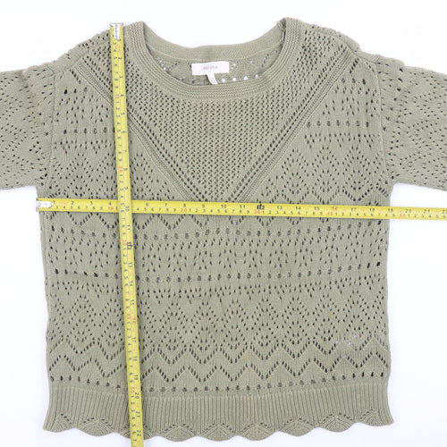 Marks and Spencer Per Una Women's Green Knit Cotton Jumper Size 10