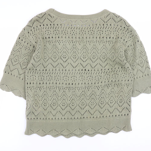 Marks and Spencer Per Una Women's Green Knit Cotton Jumper Size 10