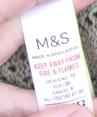 Marks and Spencer Per Una Women's Green Knit Cotton Jumper Size 10