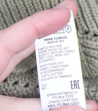 Marks and Spencer Per Una Women's Green Knit Cotton Jumper Size 10