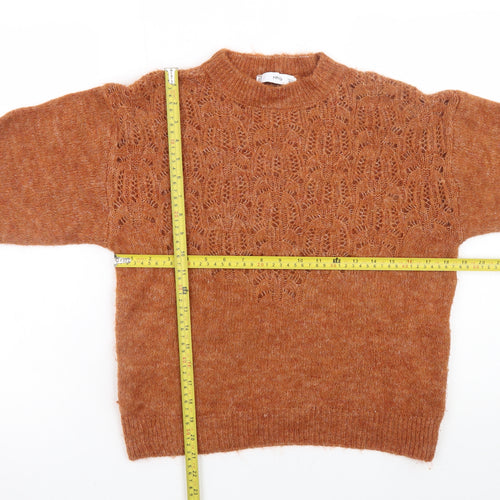 MNG Womens Brown Mock Neck Knit Jumper Size S Long Sleeve Pullover
