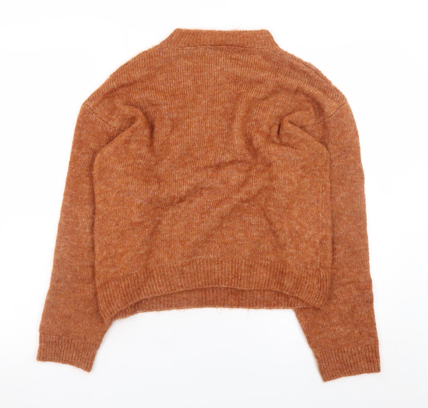 MNG Womens Brown Mock Neck Knit Jumper Size S Long Sleeve Pullover