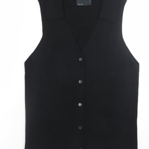ASOS DESIGN Women’s Black Sleeveless Button-Up Knit Top Size 12