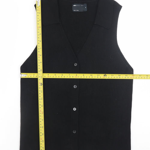 ASOS DESIGN Women’s Black Sleeveless Button-Up Knit Top Size 12