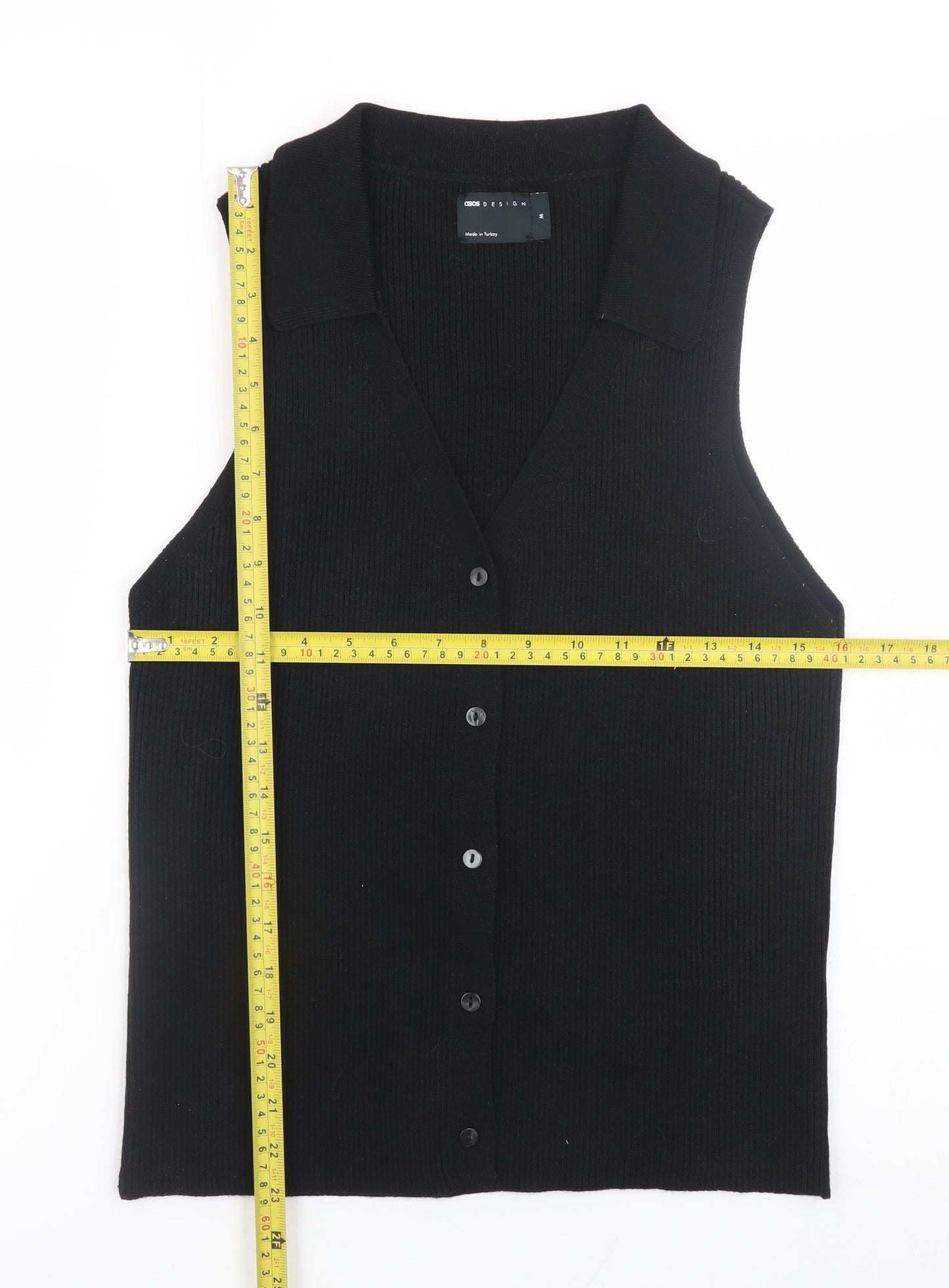 ASOS DESIGN Women’s Black Sleeveless Button-Up Knit Top Size 12