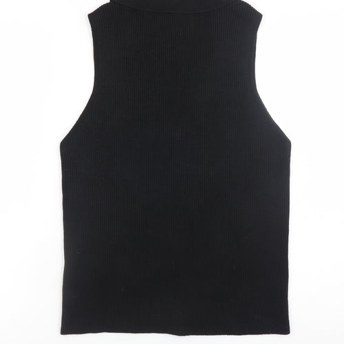 ASOS DESIGN Women’s Black Sleeveless Button-Up Knit Top Size 12