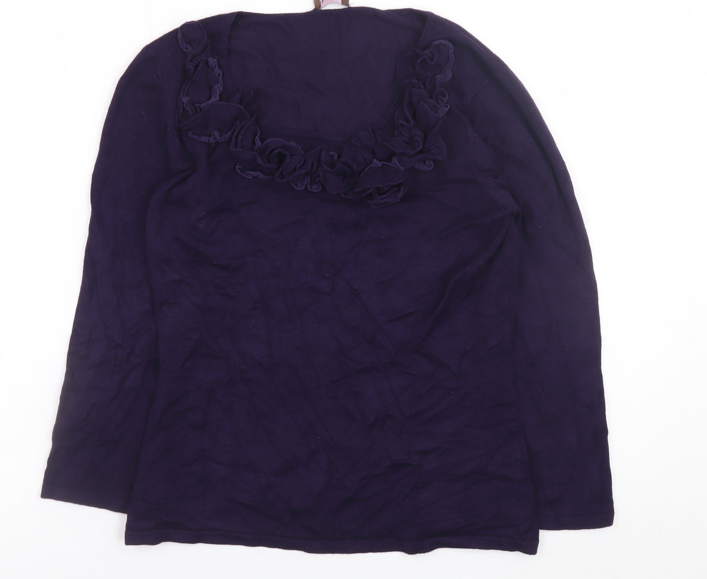 Phase Eight Women’s Purple Ruffle Scoop Neck Jumper Size 10