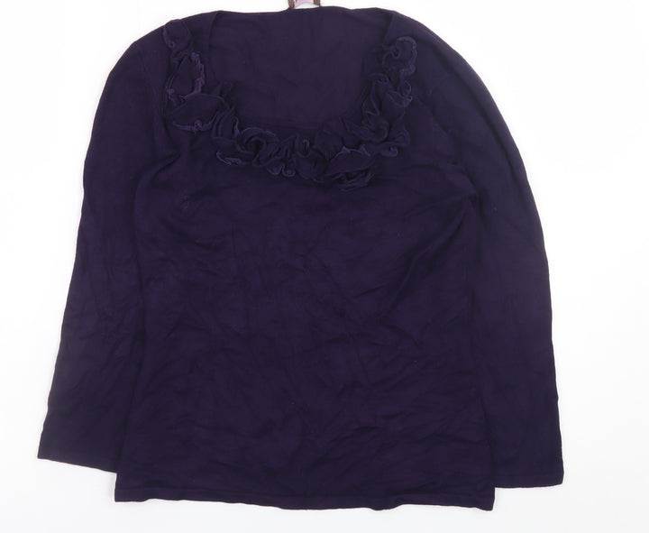 Phase Eight Women’s Purple Ruffle Scoop Neck Jumper Size 10