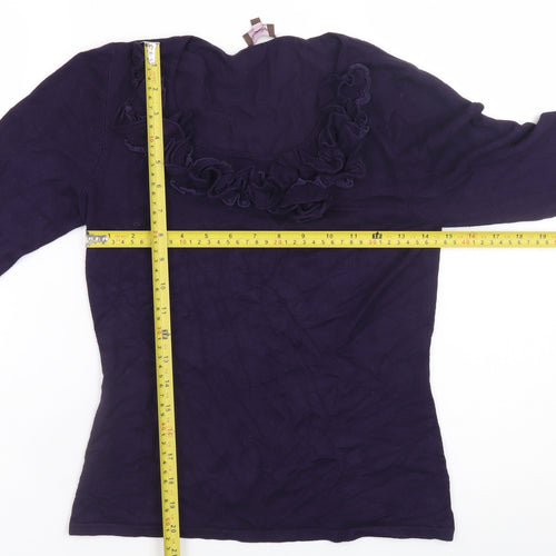 Phase Eight Women’s Purple Ruffle Scoop Neck Jumper Size 10