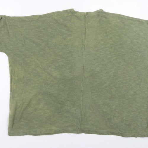 GAP Women Green Open Front Cardigan XS Short Sleeve Cotton Ramie Knit