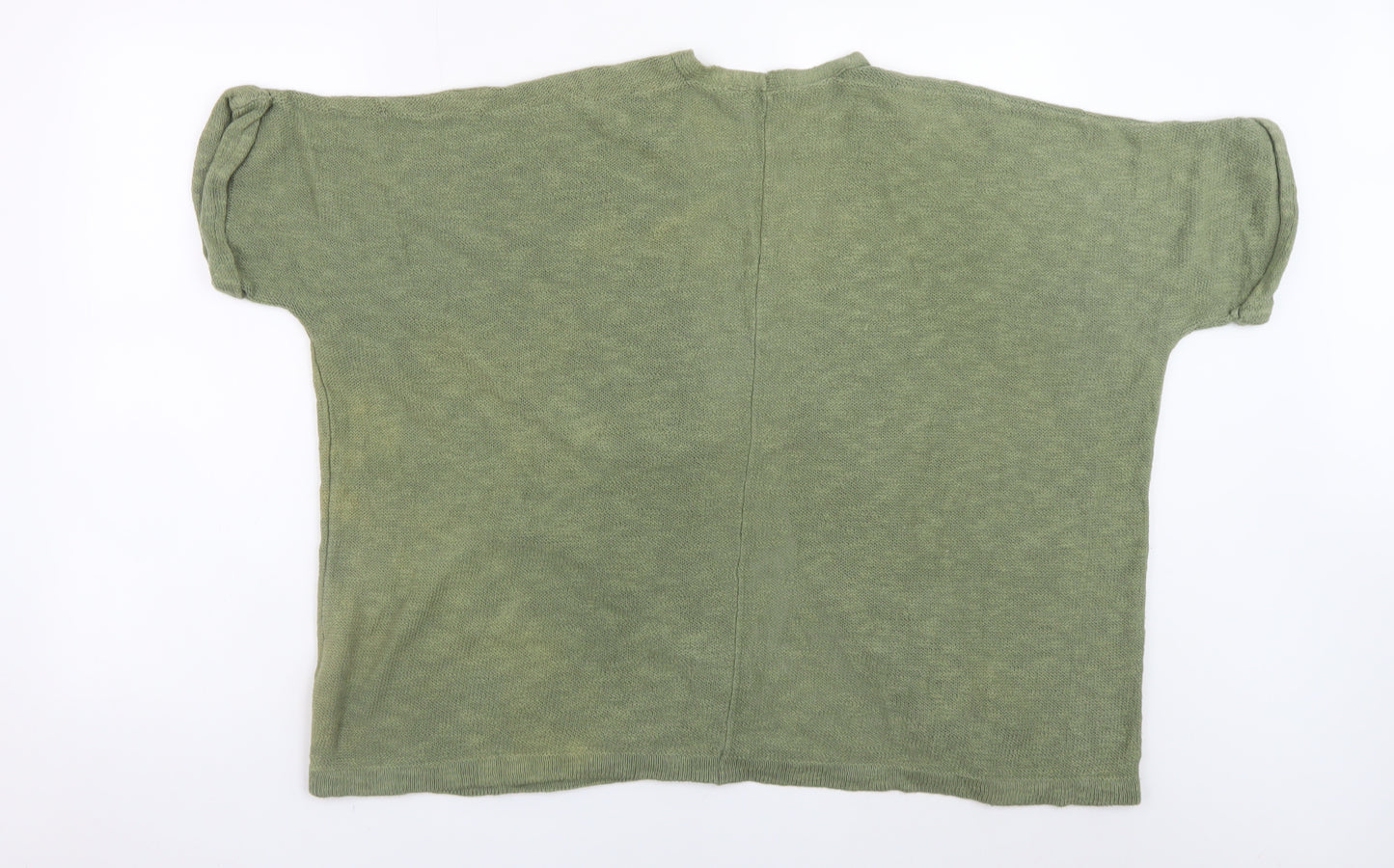 GAP Women Green Open Front Cardigan XS Short Sleeve Cotton Ramie Knit
