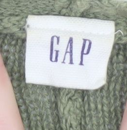 GAP Women Green Open Front Cardigan XS Short Sleeve Cotton Ramie Knit