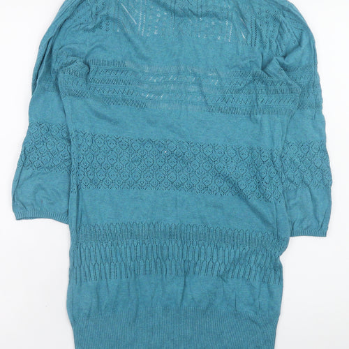 Fat Face Womens Blue Cotton Open Knit Short Sleeve Jumper Size 8