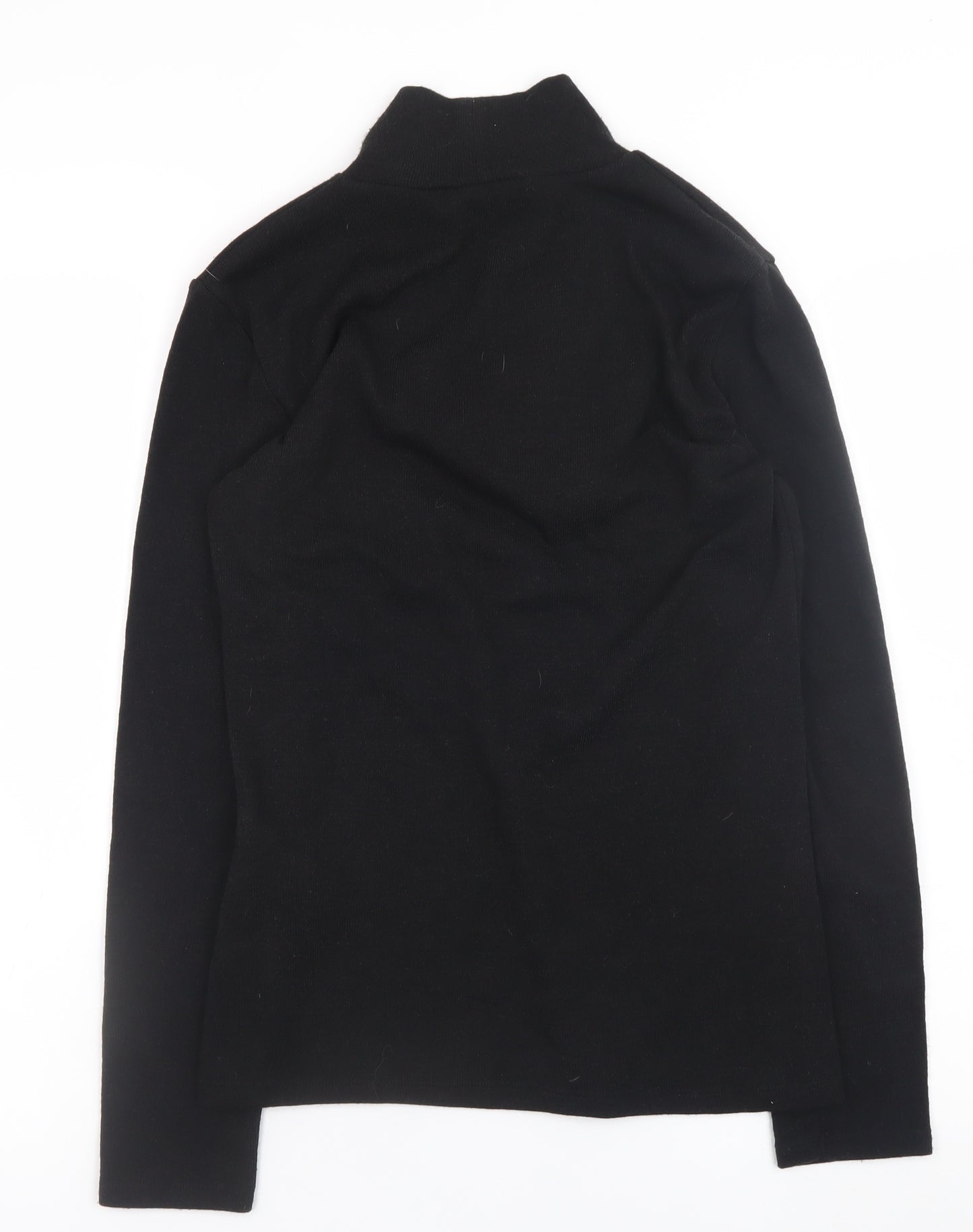 Zara Women Black Mock Neck Beaded Pullover Jumper Size M