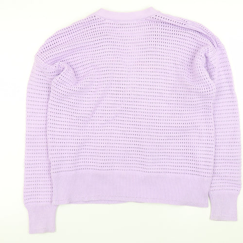 Marks and Spencer Womens Purple Open Knit V-Neck Button Cardigan M