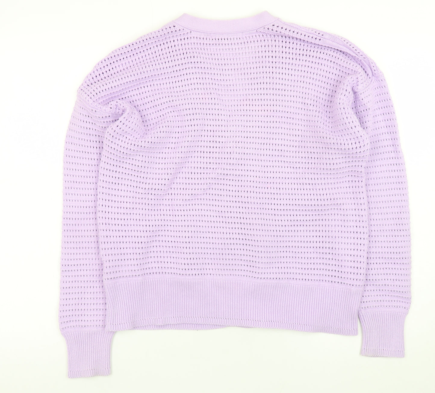 Marks and Spencer Womens Purple Open Knit V-Neck Button Cardigan M