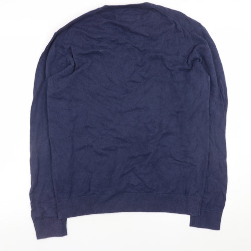 Boden Men’s Blue V-Neck Cotton Cashmere Jumper Size M