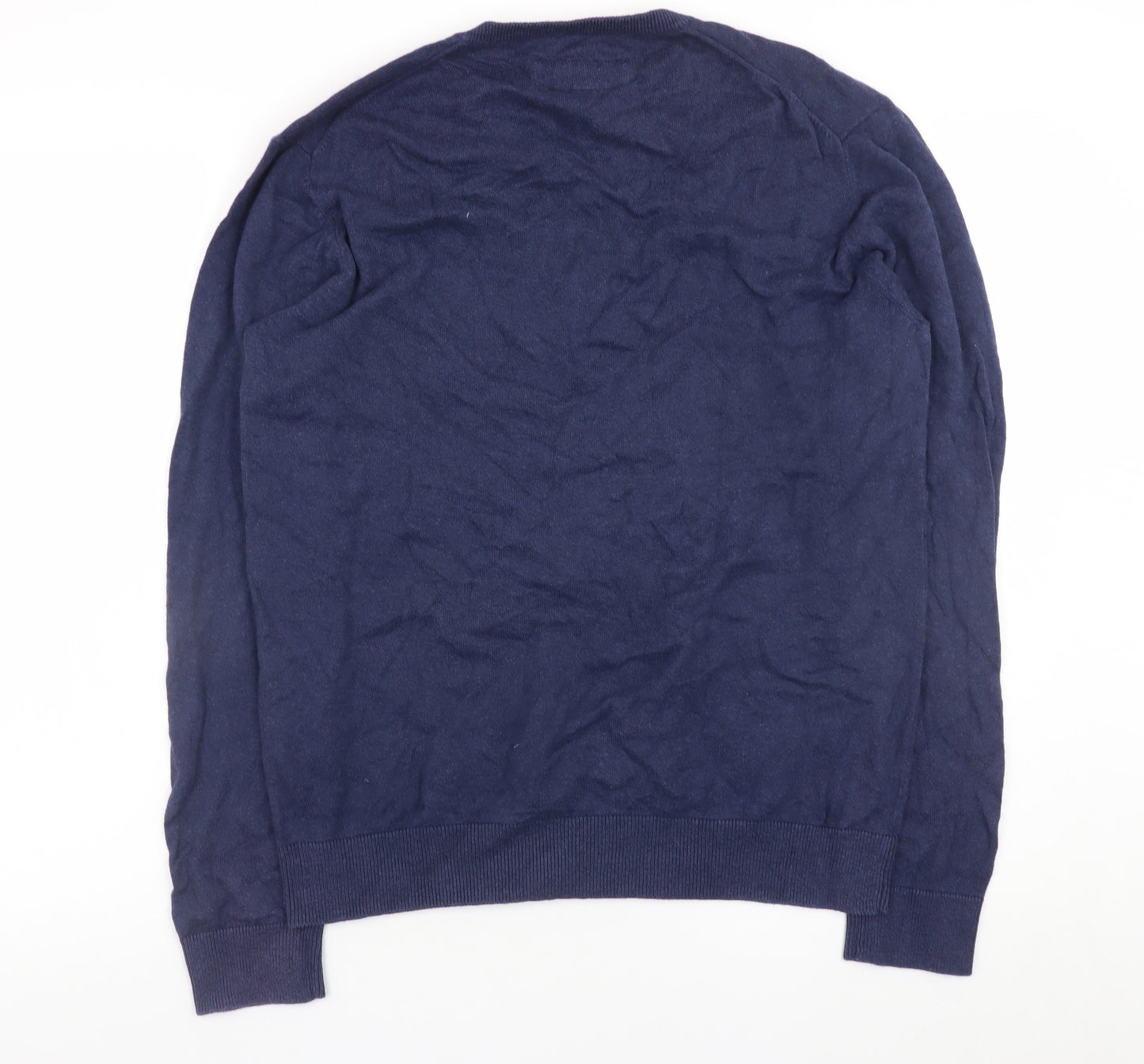 Boden Men’s Blue V-Neck Cotton Cashmere Jumper Size M