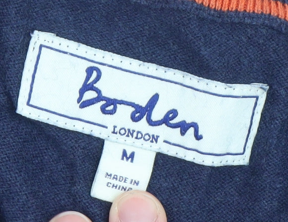 Boden Men’s Blue V-Neck Cotton Cashmere Jumper Size M
