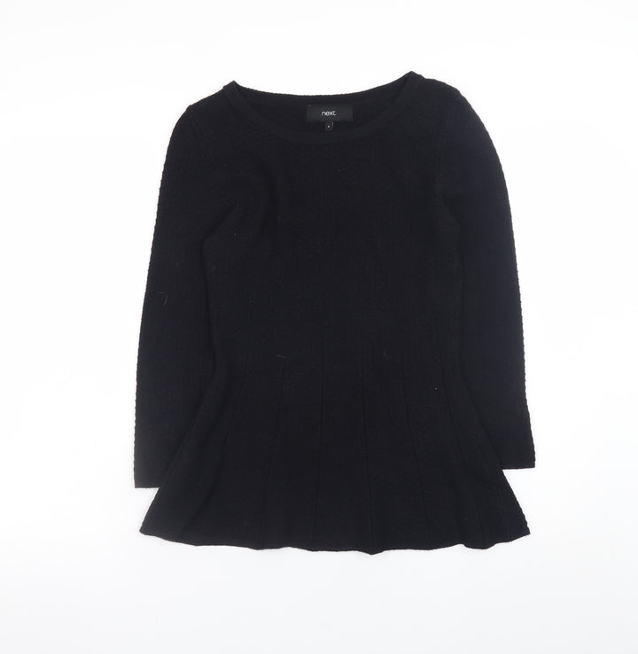 Next Women’s Black Knit Fit & Flare Dress Size 8 Long Sleeve